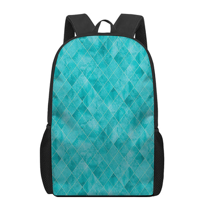 Turquoise Argyle Pattern Print 17 Inch Backpack