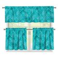 Turquoise Argyle Pattern Print 3 Piece Kitchen Curtains