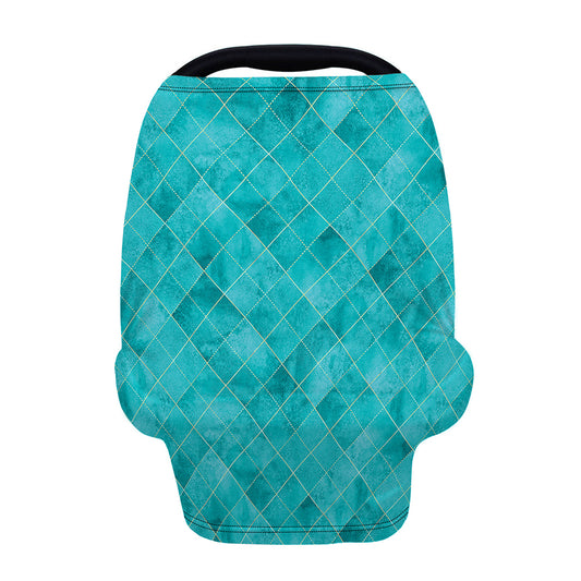 Turquoise Argyle Pattern Print Baby Seat Cover