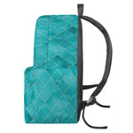 Turquoise Argyle Pattern Print Backpack