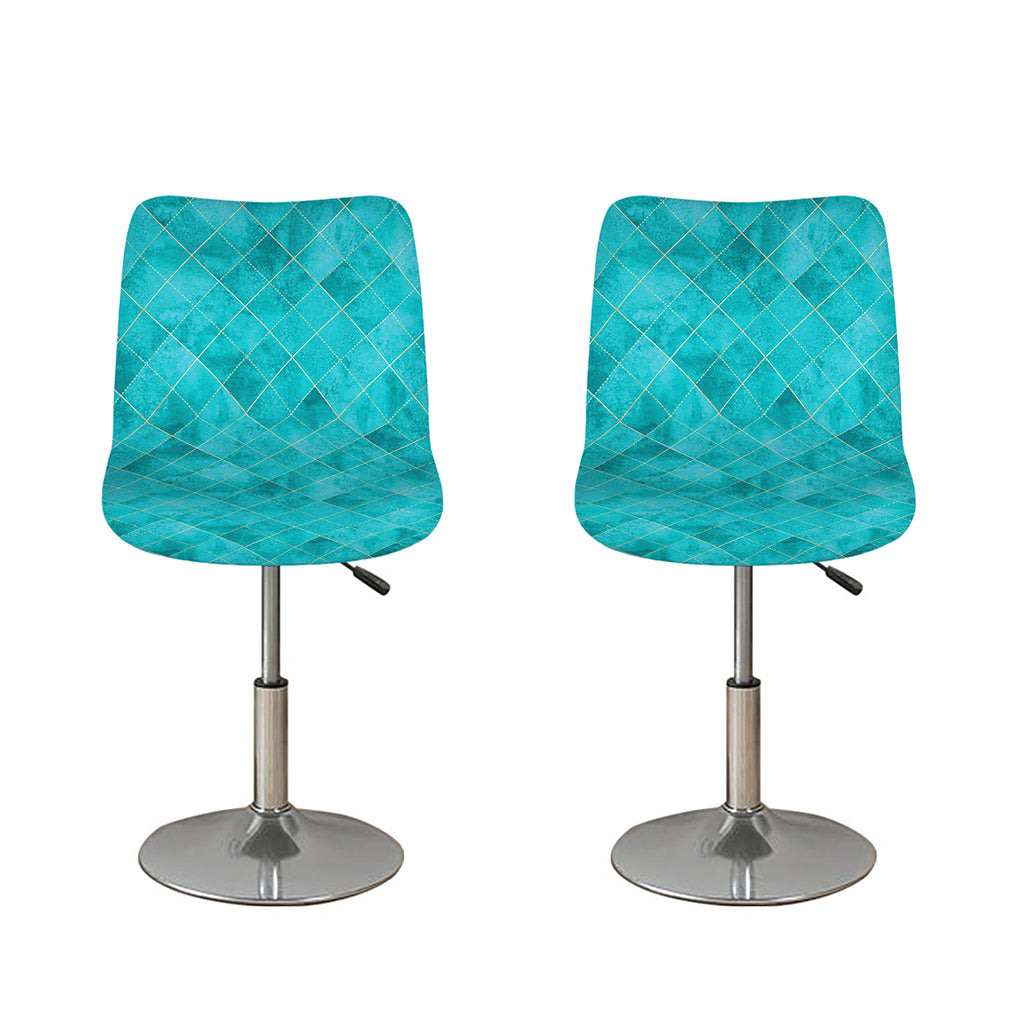 Turquoise Argyle Pattern Print Bar Stool Covers