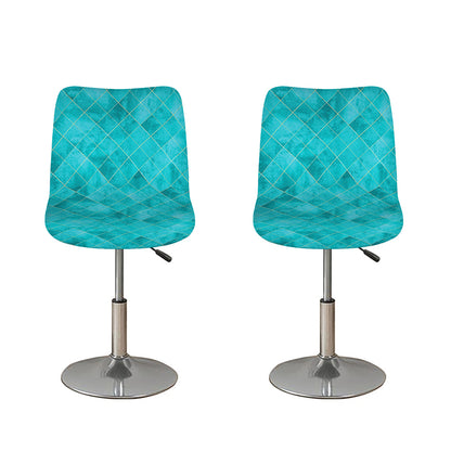 Turquoise Argyle Pattern Print Bar Stool Covers