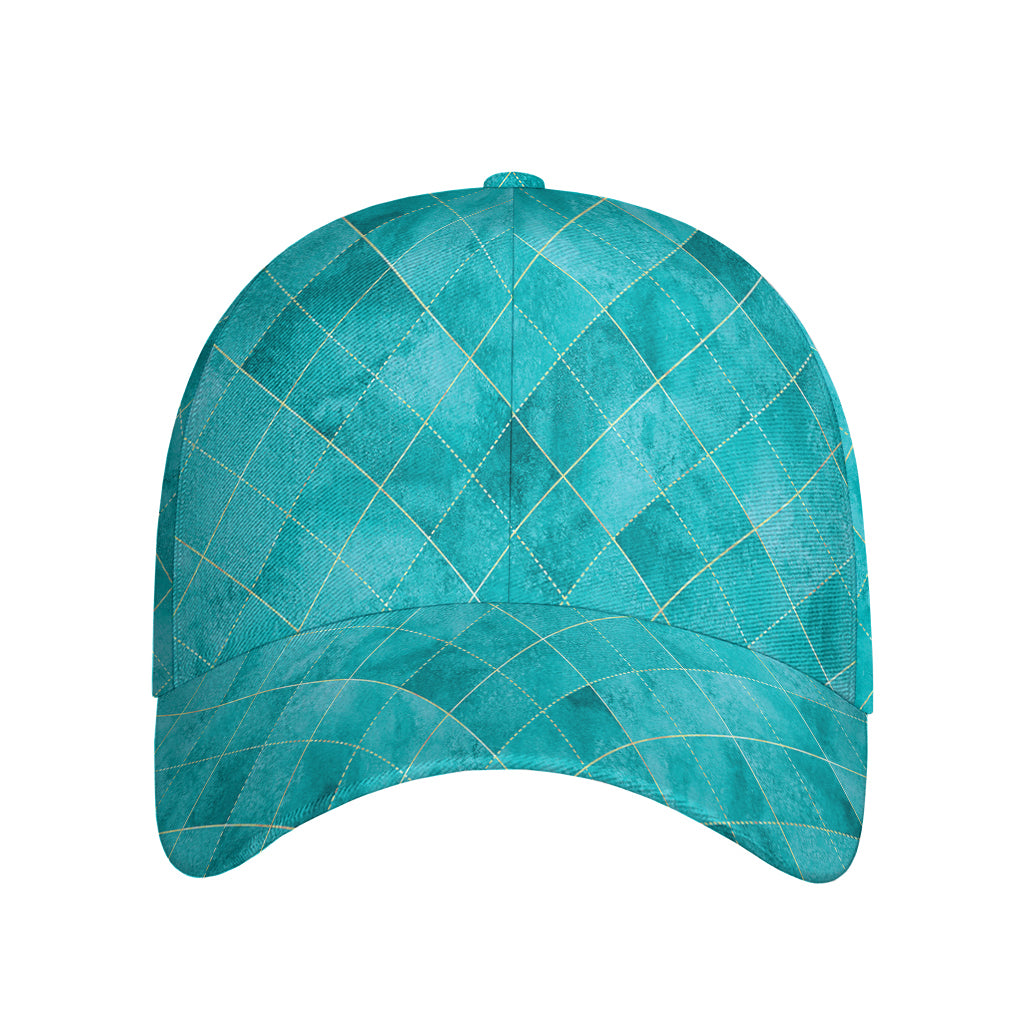 Turquoise Argyle Pattern Print Baseball Cap