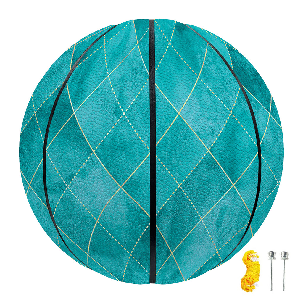 Turquoise Argyle Pattern Print Basketball