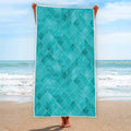 Turquoise Argyle Pattern Print Beach Towel
