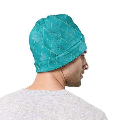 Turquoise Argyle Pattern Print Beanie