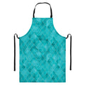 Turquoise Argyle Pattern Print Bib Apron With Pocket