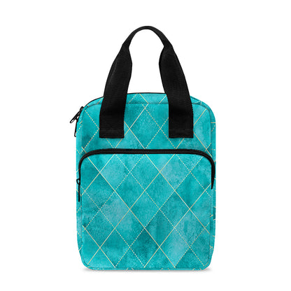 Turquoise Argyle Pattern Print Bible Tote Bag