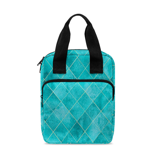 Turquoise Argyle Pattern Print Bible Tote Bag