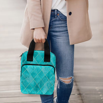 Turquoise Argyle Pattern Print Bible Tote Bag