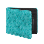 Turquoise Argyle Pattern Print Bifold Wallet
