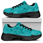 Turquoise Argyle Pattern Print Black Chunky Shoes