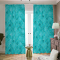 Turquoise Argyle Pattern Print Dimout Pencil Pleat Curtains