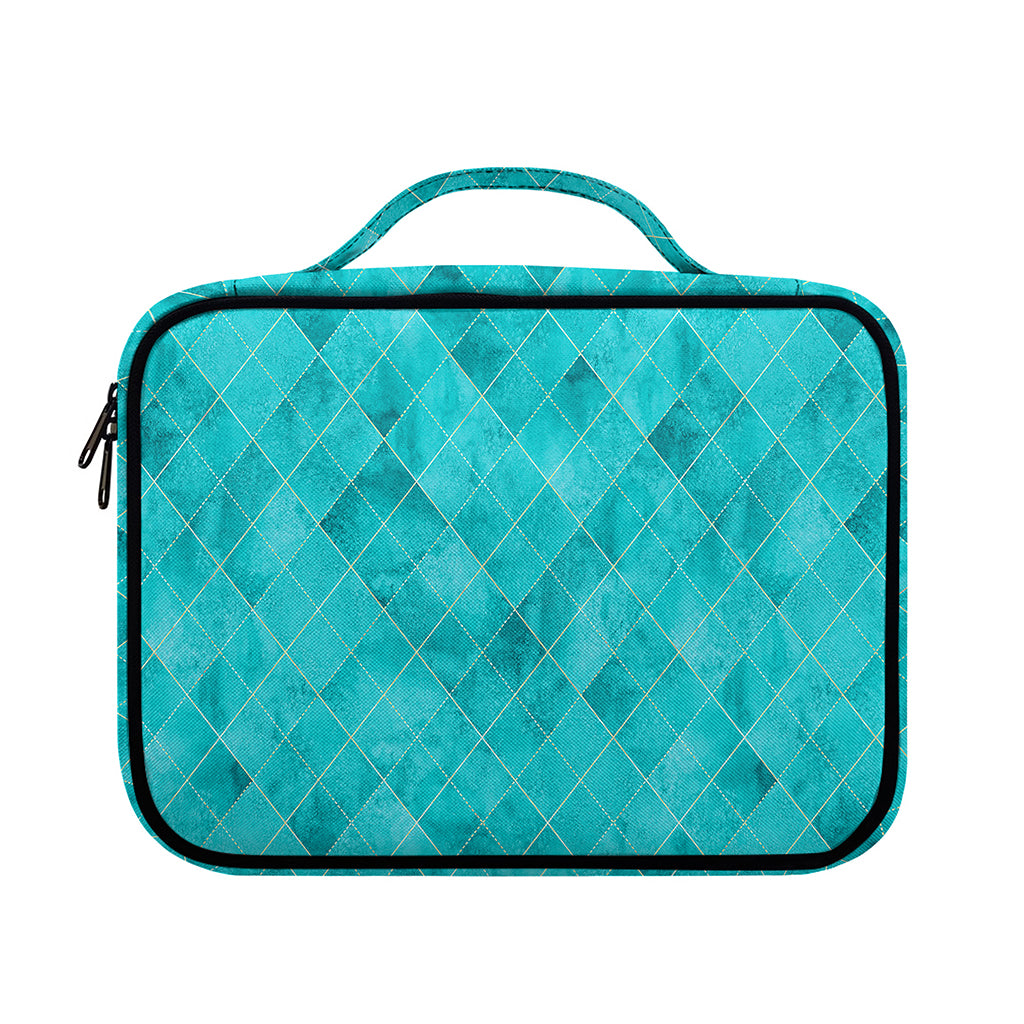 Turquoise Argyle Pattern Print Briefcase Bible Bag