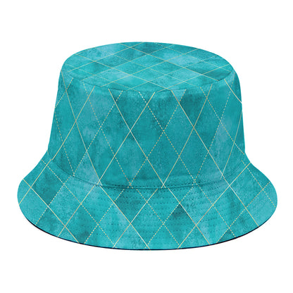 Turquoise Argyle Pattern Print Bucket Hat