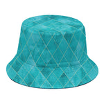 Turquoise Argyle Pattern Print Bucket Hat