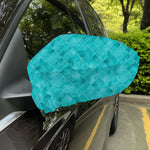 Turquoise Argyle Pattern Print Car Side Mirror Covers