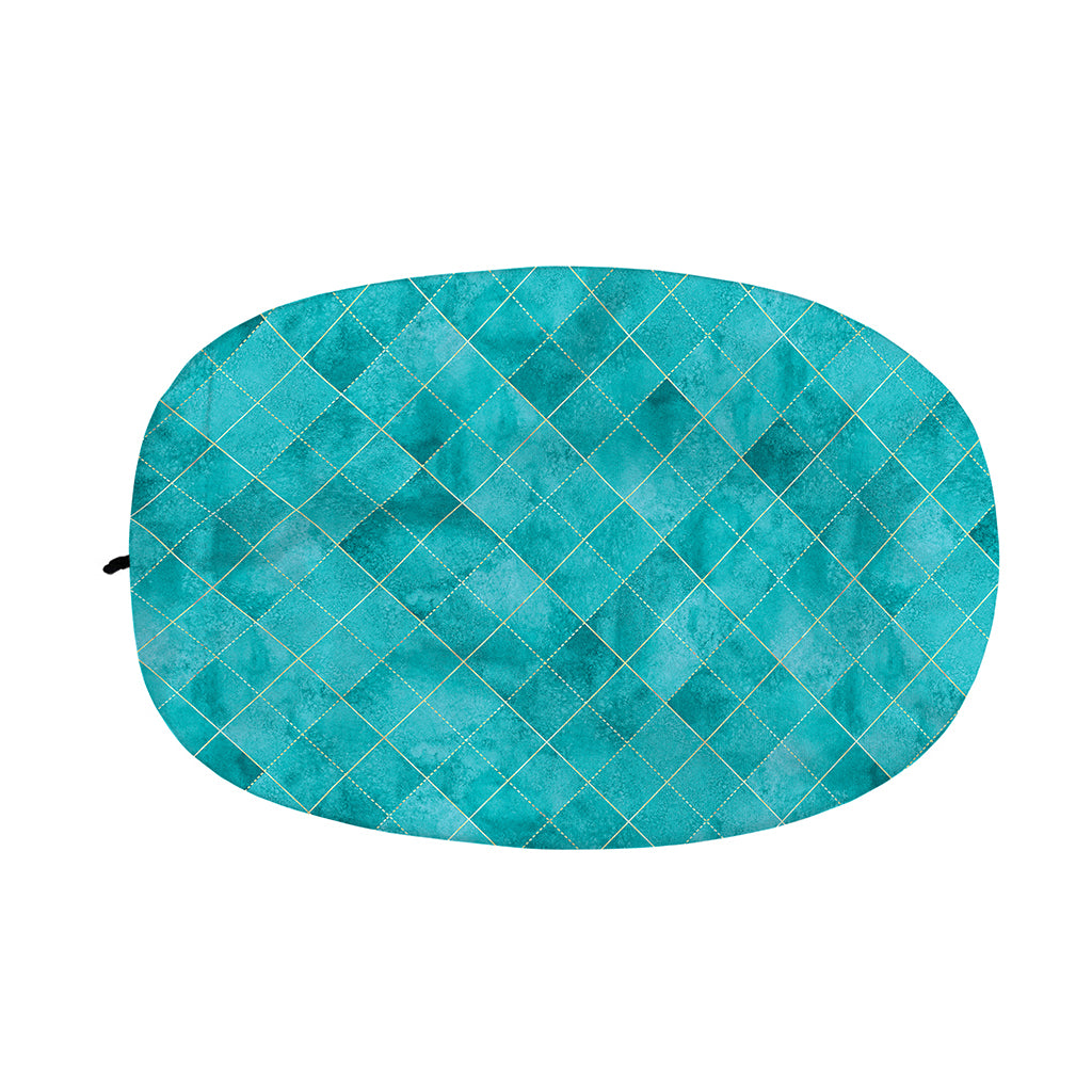 Turquoise Argyle Pattern Print Car Side Mirror Covers