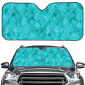 Turquoise Argyle Pattern Print Car Windshield Sun Shade