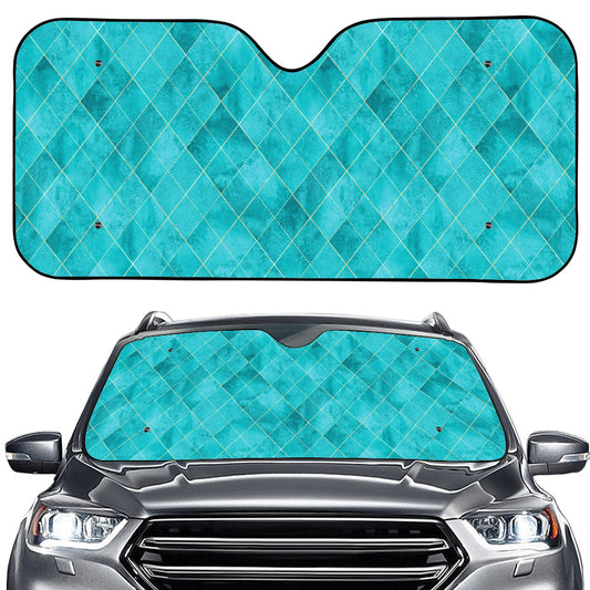 Turquoise Argyle Pattern Print Car Windshield Sun Shade