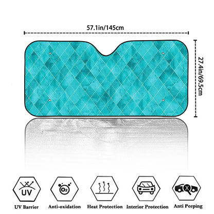 Turquoise Argyle Pattern Print Car Windshield Sun Shade