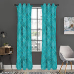 Turquoise Argyle Pattern Print Curtain