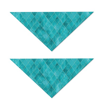 Turquoise Argyle Pattern Print Dog Bandana