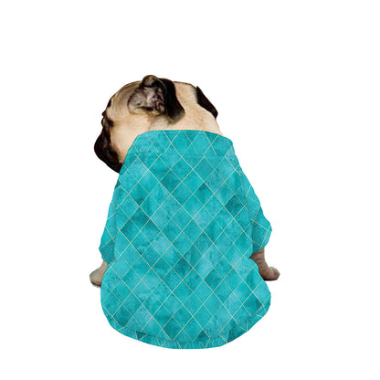 Turquoise Argyle Pattern Print Dog Zip Up Jacket