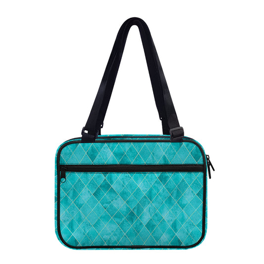 Turquoise Argyle Pattern Print Double Strap Bible Bag