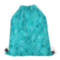 Turquoise Argyle Pattern Print Drawstring Bag