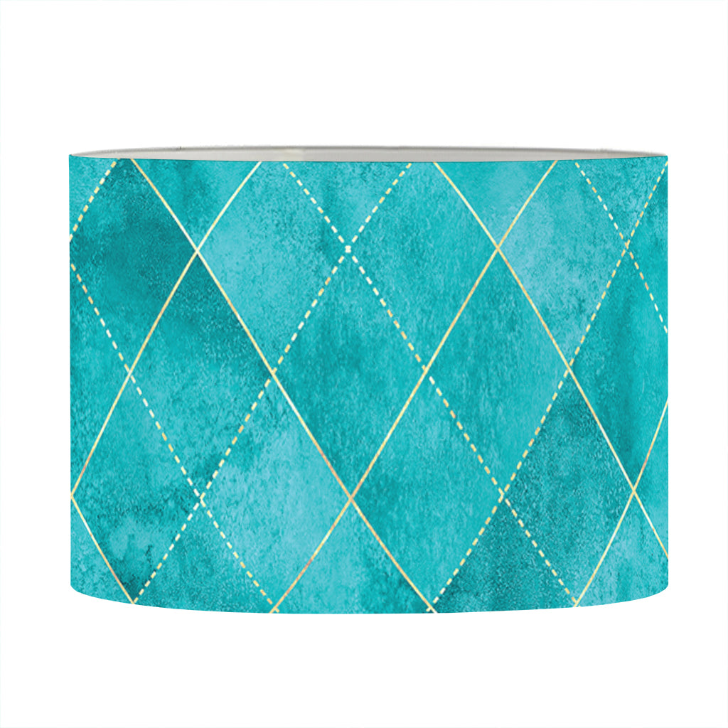 Turquoise Argyle Pattern Print Drum Lamp Shade