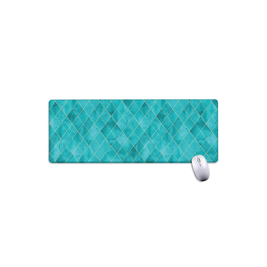 Turquoise Argyle Pattern Print Extended Mouse Pad