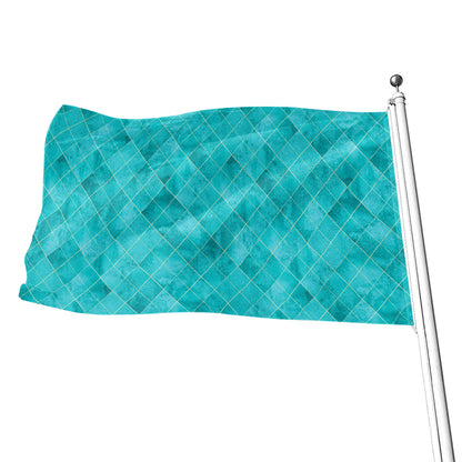 Turquoise Argyle Pattern Print Flag