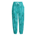 Turquoise Argyle Pattern Print Fleece Lined Knit Pants