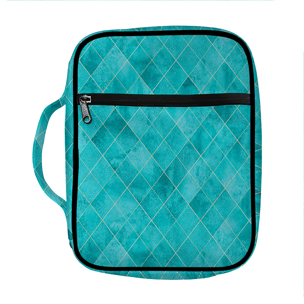 Turquoise Argyle Pattern Print Front Pocket Bible Bag