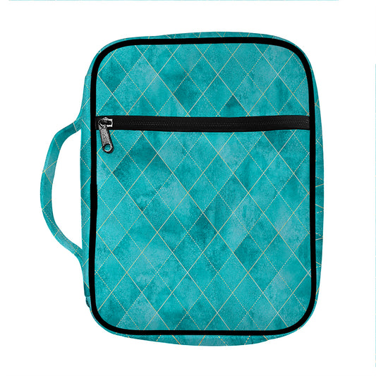 Turquoise Argyle Pattern Print Front Pocket Bible Bag