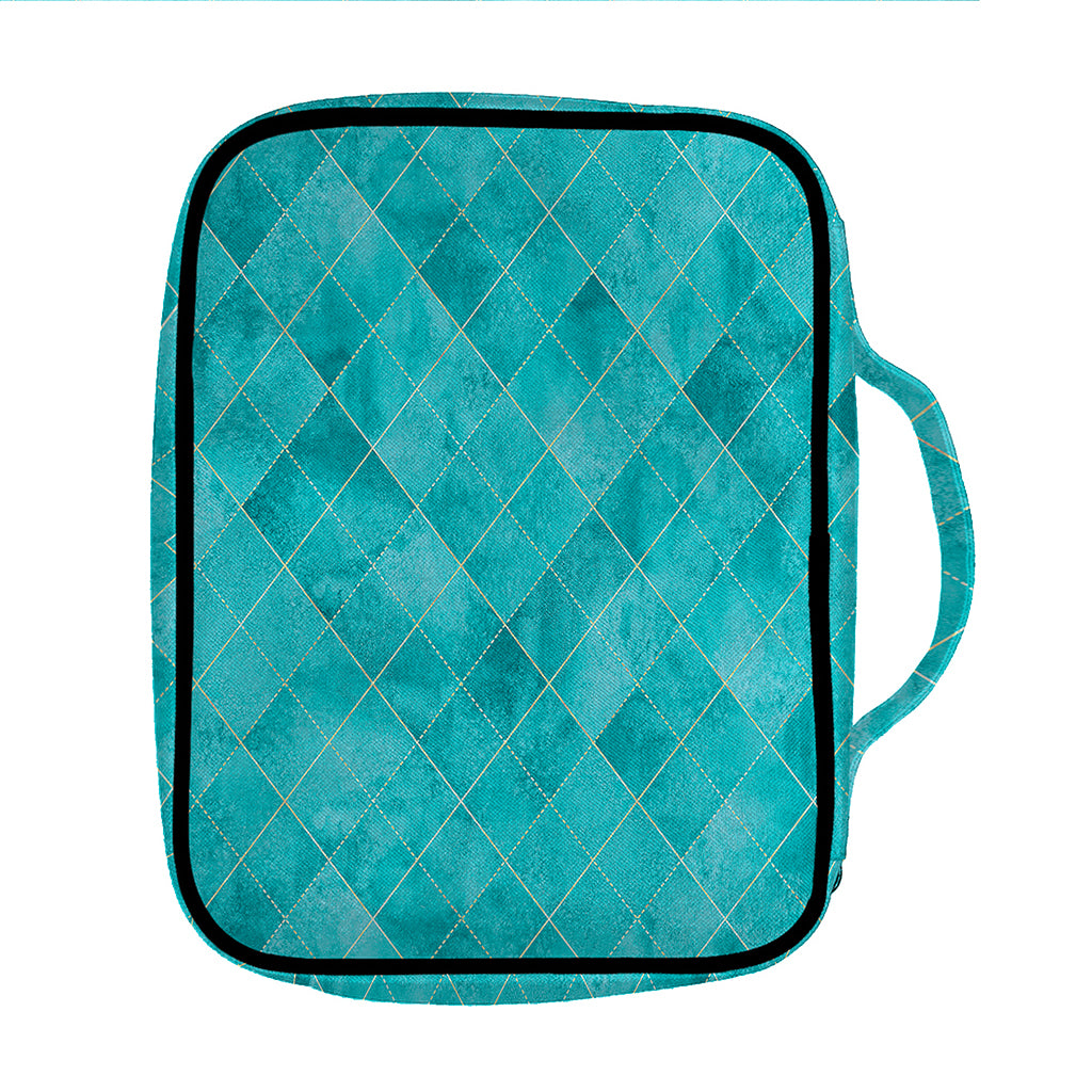 Turquoise Argyle Pattern Print Front Pocket Bible Bag