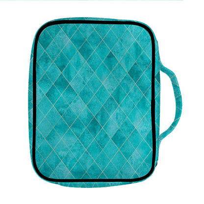 Turquoise Argyle Pattern Print Front Pocket Bible Bag