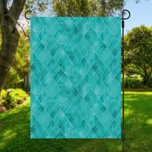 Turquoise Argyle Pattern Print Garden Flag