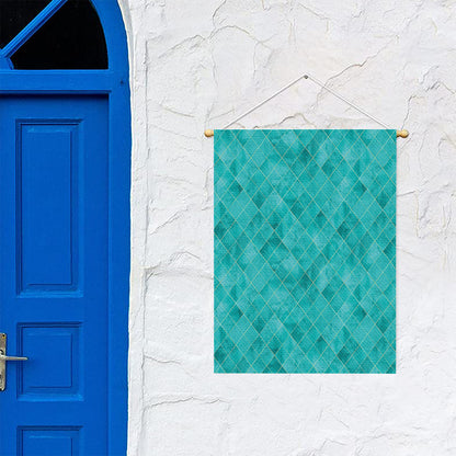 Turquoise Argyle Pattern Print Garden Flag