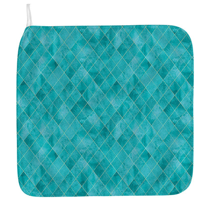 Turquoise Argyle Pattern Print Hand Towel