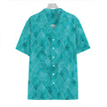 Turquoise Argyle Pattern Print Hawaiian Shirt