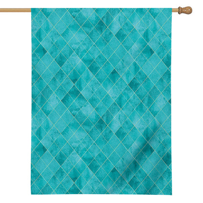 Turquoise Argyle Pattern Print House Flag