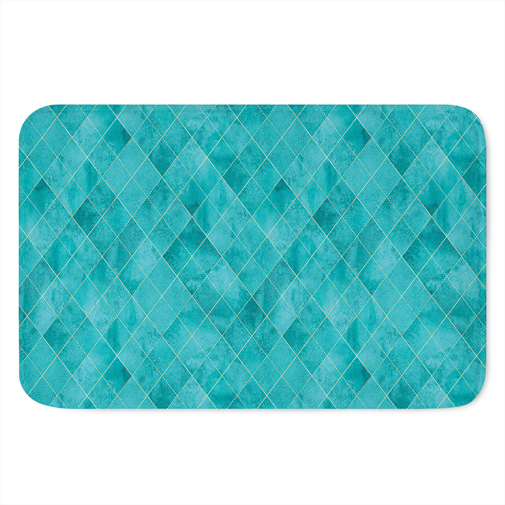 Turquoise Argyle Pattern Print Indoor Door Mat