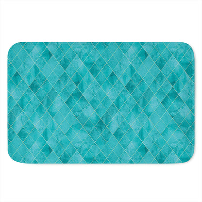 Turquoise Argyle Pattern Print Indoor Door Mat