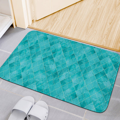 Turquoise Argyle Pattern Print Indoor Door Mat