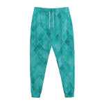 Turquoise Argyle Pattern Print Jogger Pants