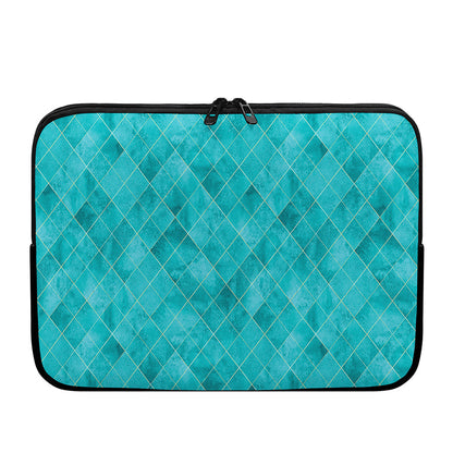 Turquoise Argyle Pattern Print Laptop Sleeve