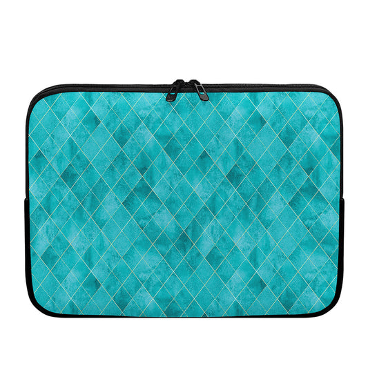 Turquoise Argyle Pattern Print Laptop Sleeve