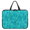Turquoise Argyle Pattern Print Laptop Sleeve With Handle